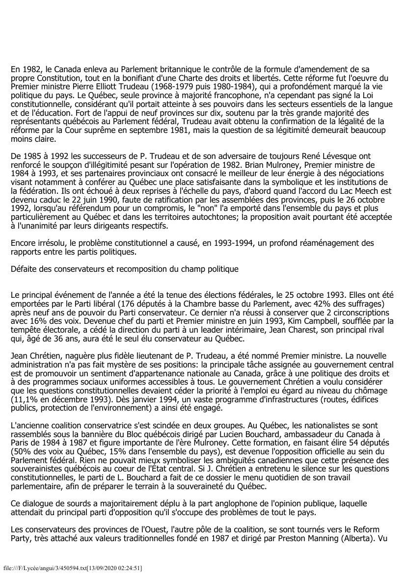 Prévisualisation du document Canada (1993-1994): Dans l'attente du scrutin québécois