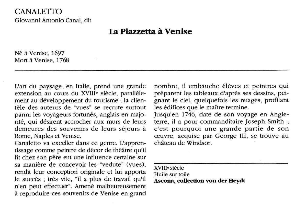 Prévisualisation du document CANALETTO Giovanni Antonio Canal, dit : La Piazzetta à Venise
