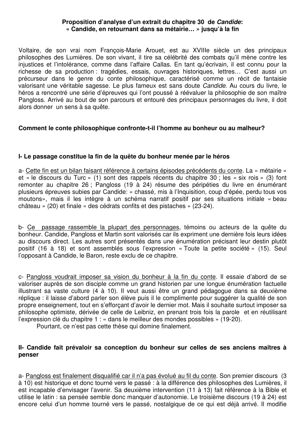Prévisualisation du document Candide commentaire excipit