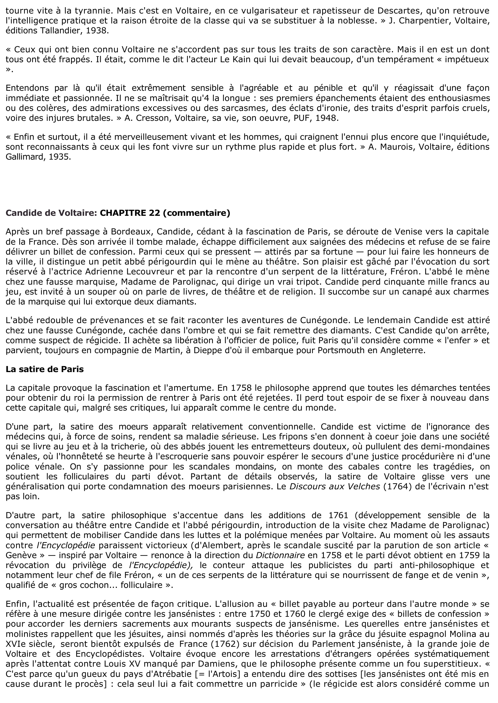 Prévisualisation du document  Candide de Voltaire: CHAPITRE 22 (commentaire)