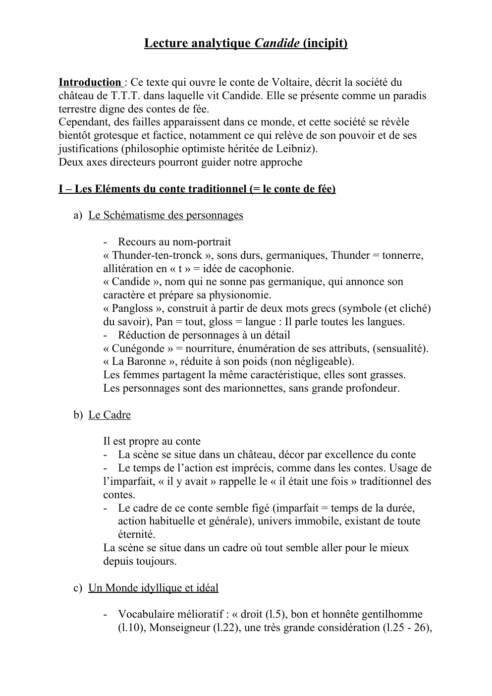 Prévisualisation du document Candide incipit lecture analytique