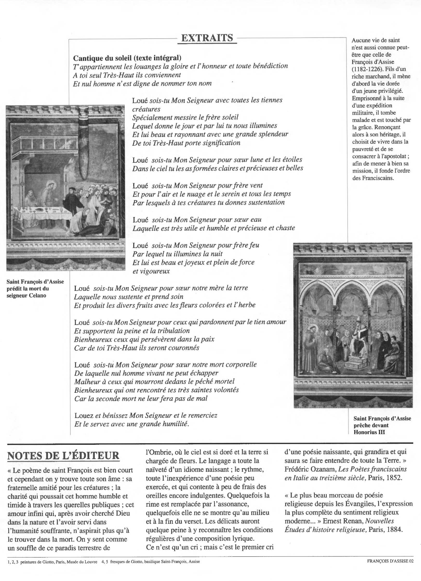 Prévisualisation du document Cantique du soleil de François d'Assise