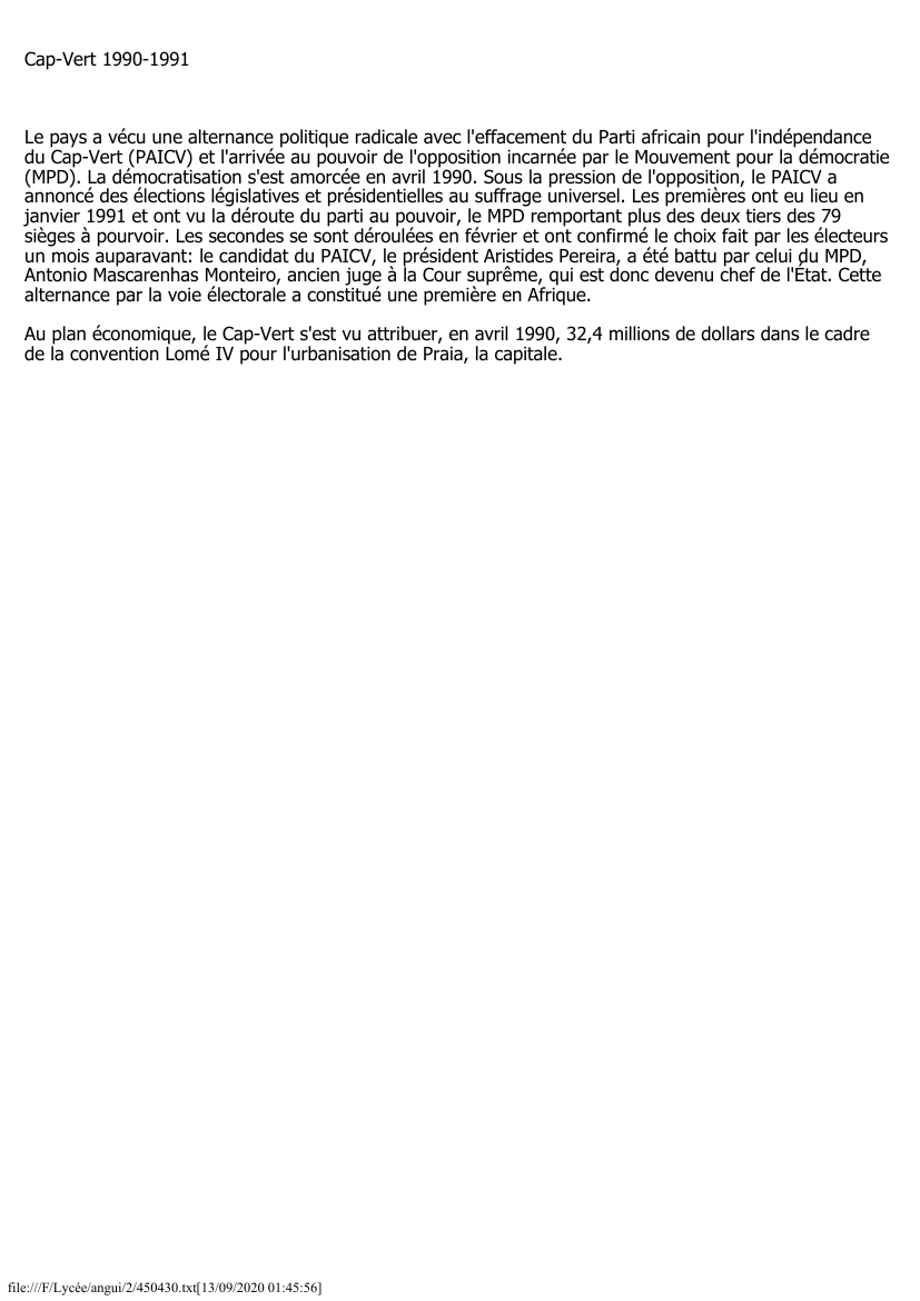 Prévisualisation du document Cap-Vert (1990-1991)