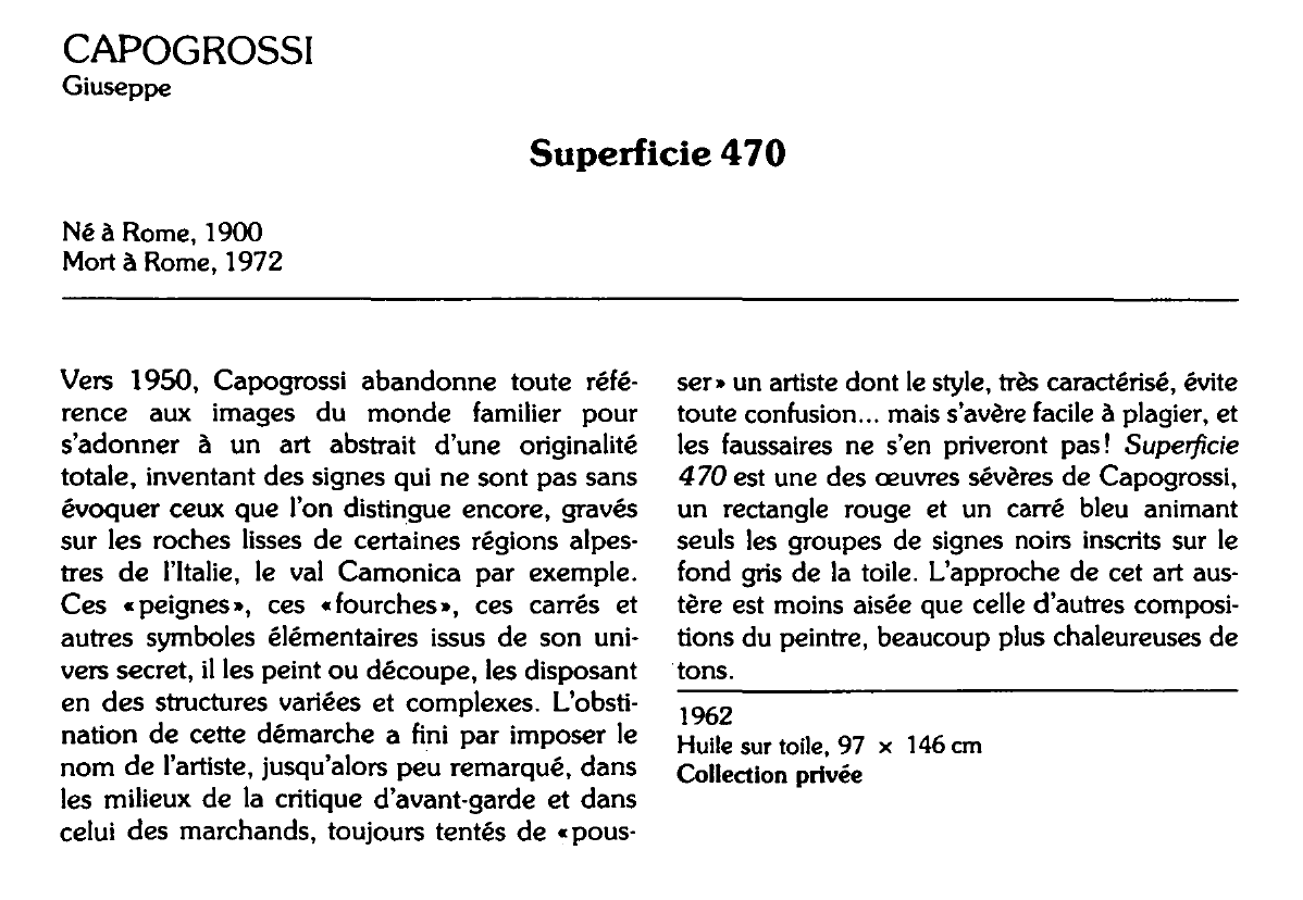 Prévisualisation du document CAPOGROSSI Giuseppe : Superficie 470 (peinture)