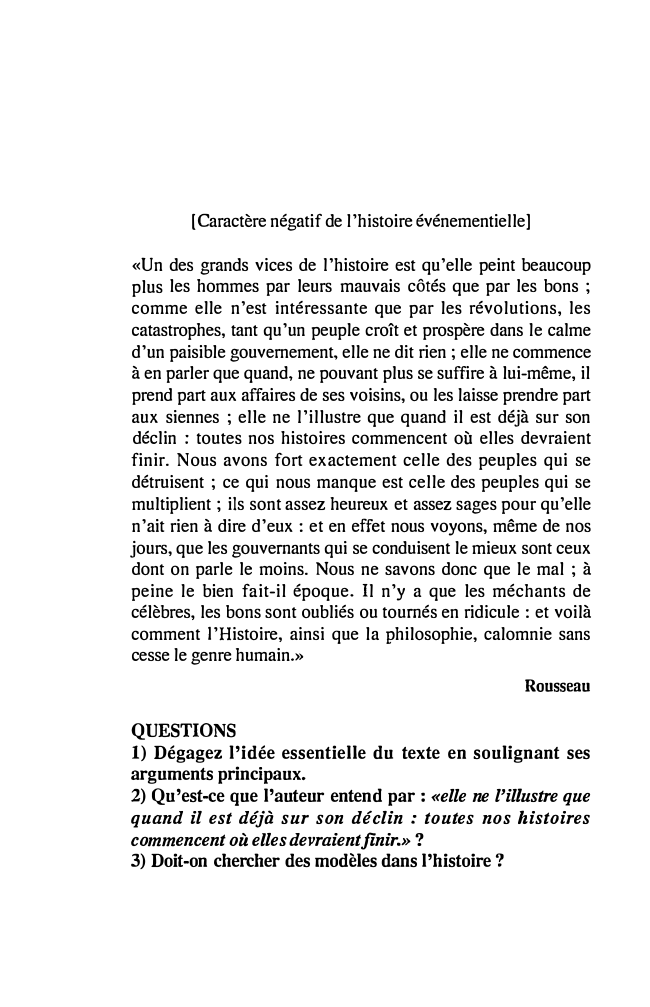 Prévisualisation du document [Caractère négatif de l'histoire événementielle] Rousseau