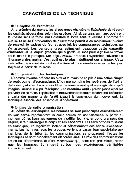 Prévisualisation du document CARACTÈRES DE LA TECHNIQUE (fiche bac)