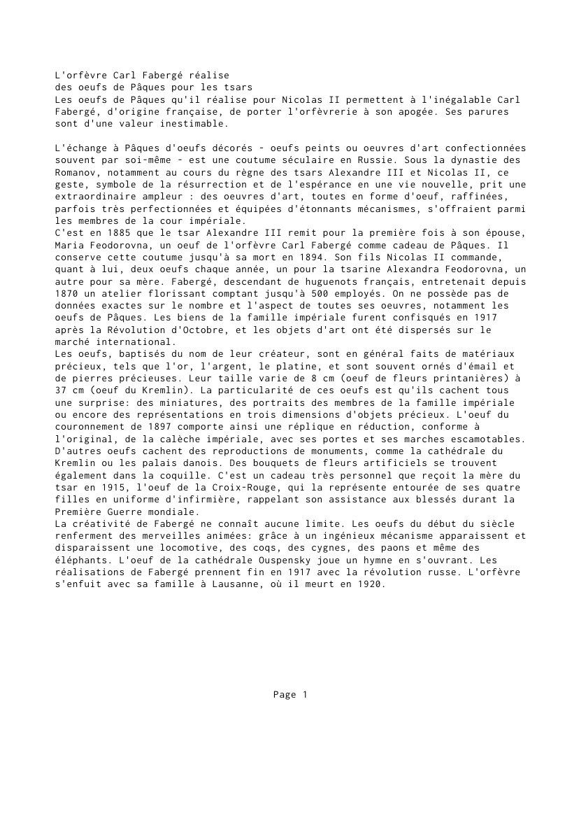 Prévisualisation du document Carl Fabergé