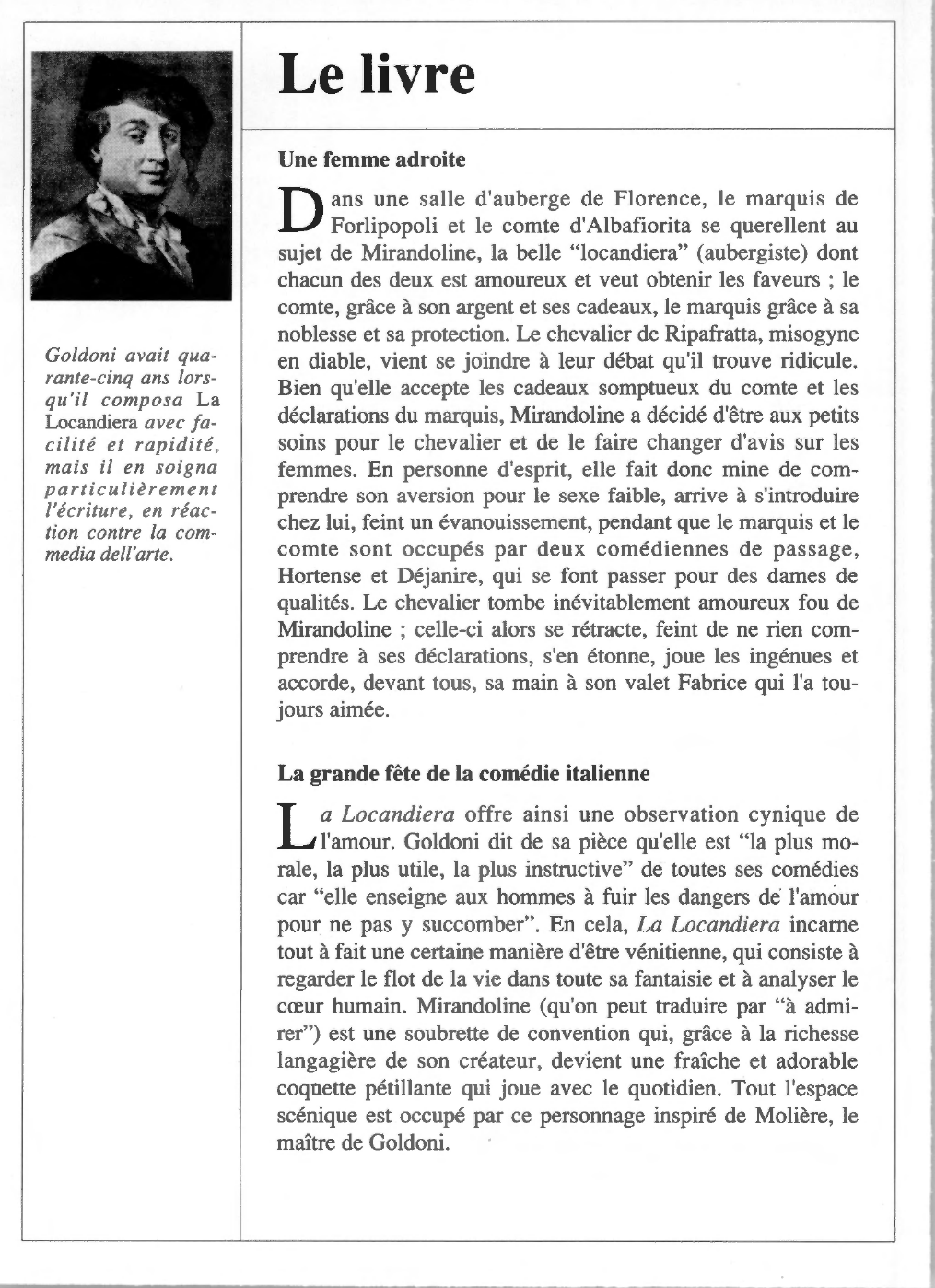 Prévisualisation du document Carlo GOLDONI : La Locandiera