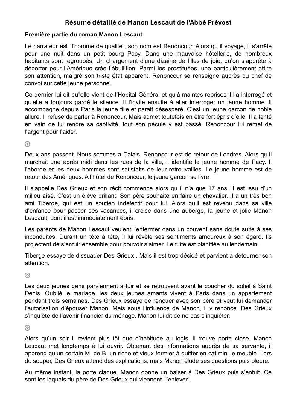 Prévisualisation Prévisualisation du document Carnet de Lecture Manon Lescaut