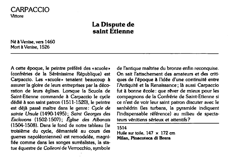 Prévisualisation du document CARPACCIOVittore:La Dispute desaint Etienne (analyse du tableau).