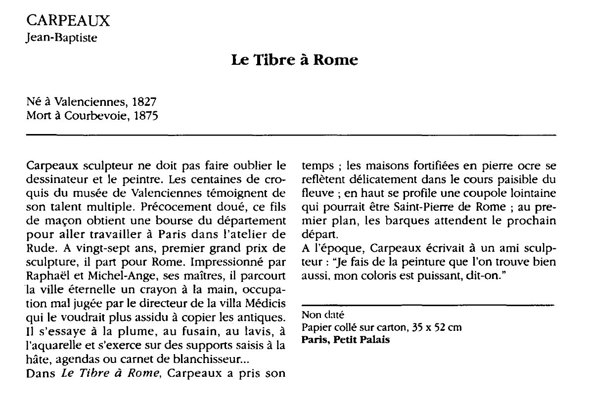 Prévisualisation du document CARPEAUX Jean-Baptiste : Le Tibre à Rome