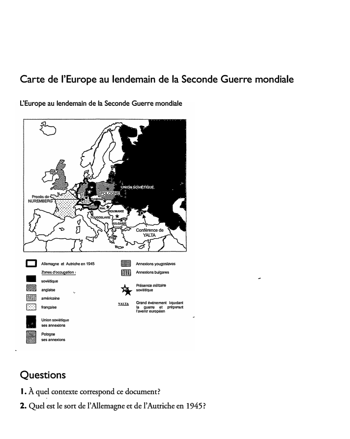 Prévisualisation du document Carte de l'Europe au lendemain de la Seconde Guerre mondiale
L'Europe au lendemain de la Seconde Guerre mondiale

-

□...