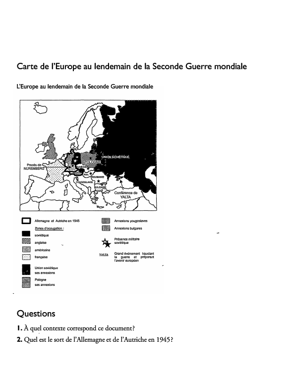 Prévisualisation du document Carte de l'Europe au lendemain de la Seconde Guerre mondiale