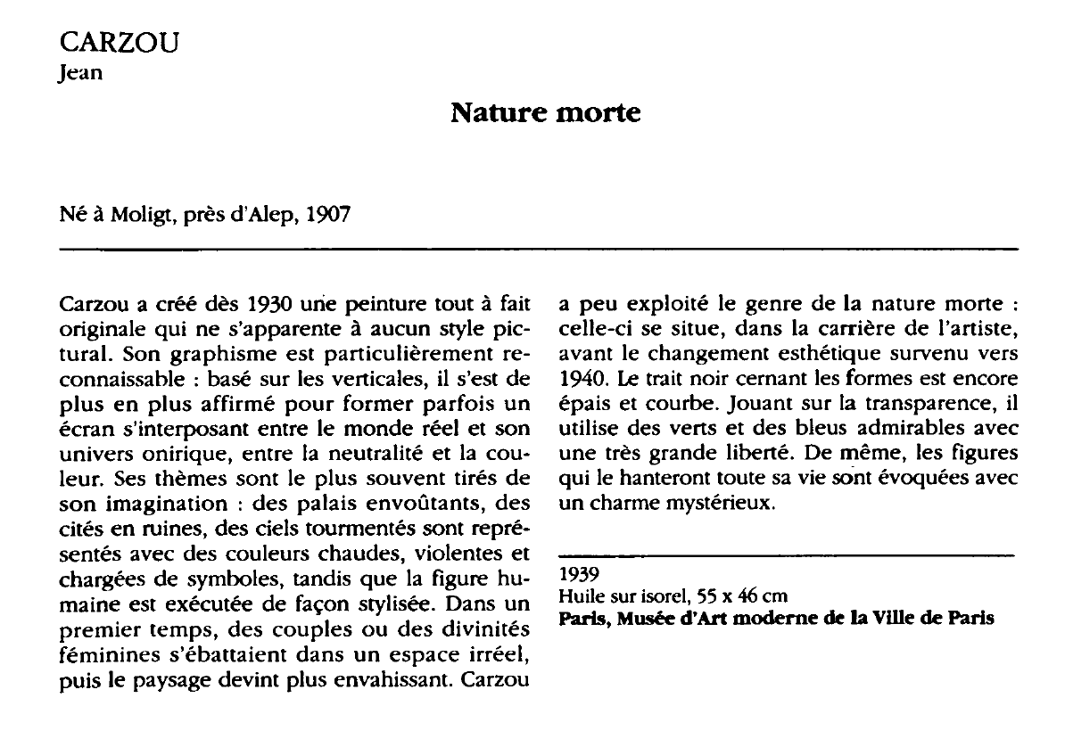 Prévisualisation du document CARZOU Jean : Nature morte