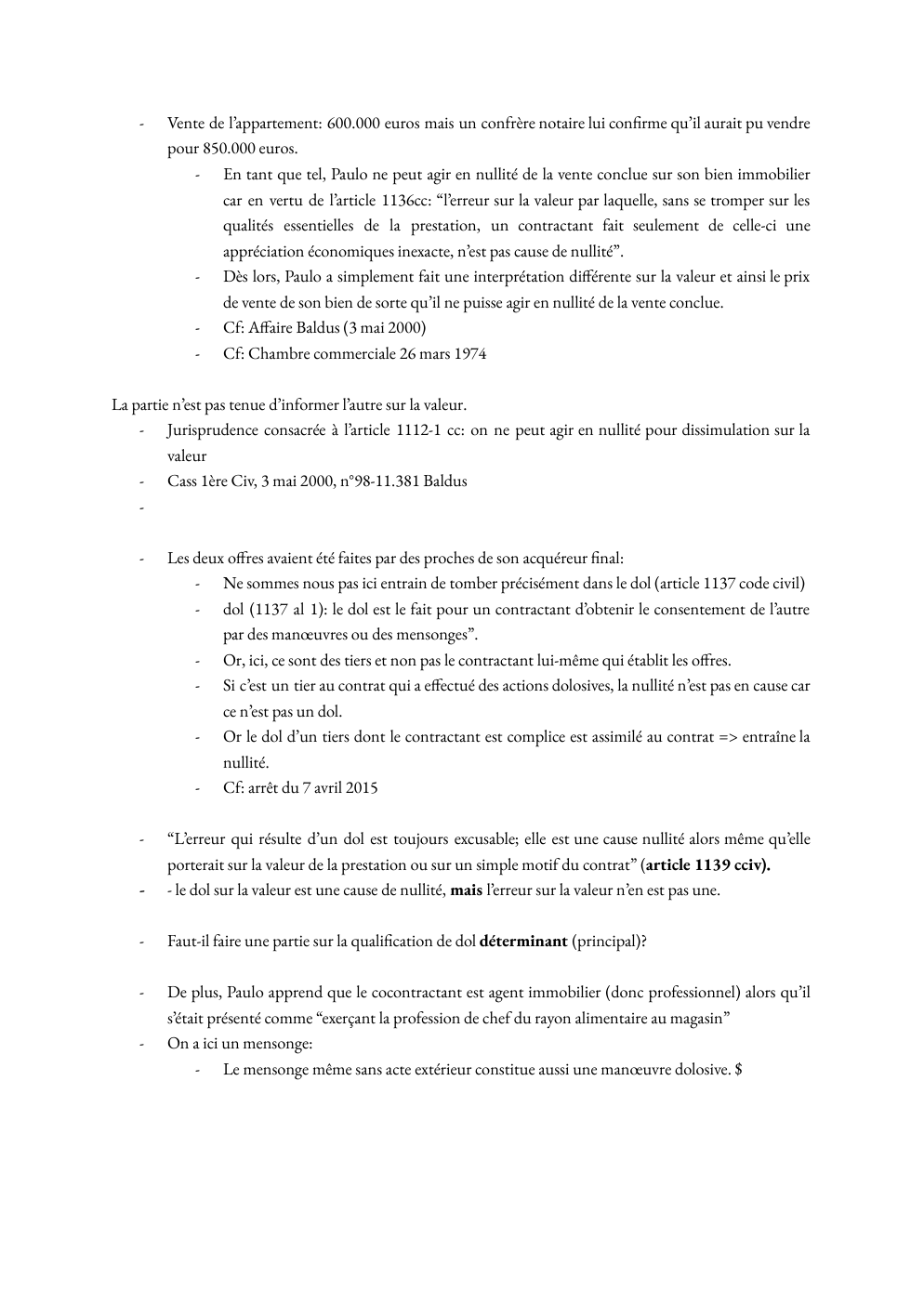 Prévisualisation du document Cas pratique - Vices du consentement - Doit des obligations