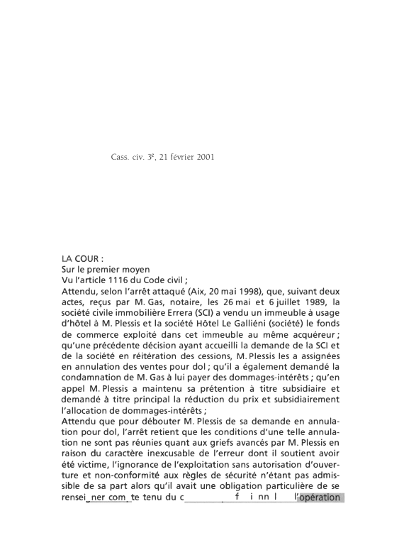 Prévisualisation du document Cass. civ. 3e , 21 février 2001. Commentaire