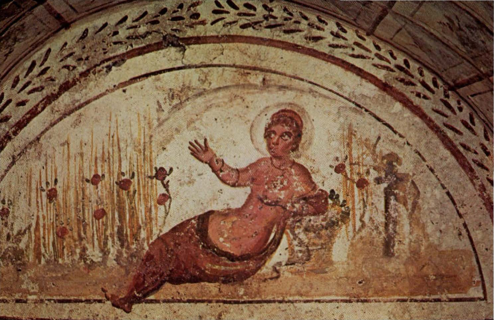 Prévisualisation du document Catacombes de la
VIA LATINA
(Cubiculum E, Arcosolium):
Mort de Cléopâtre.