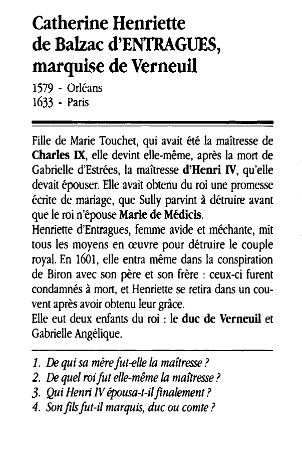 Prévisualisation du document Catherine Henriette de Balzac d'ENTRAGUES, marquise de Verneuil