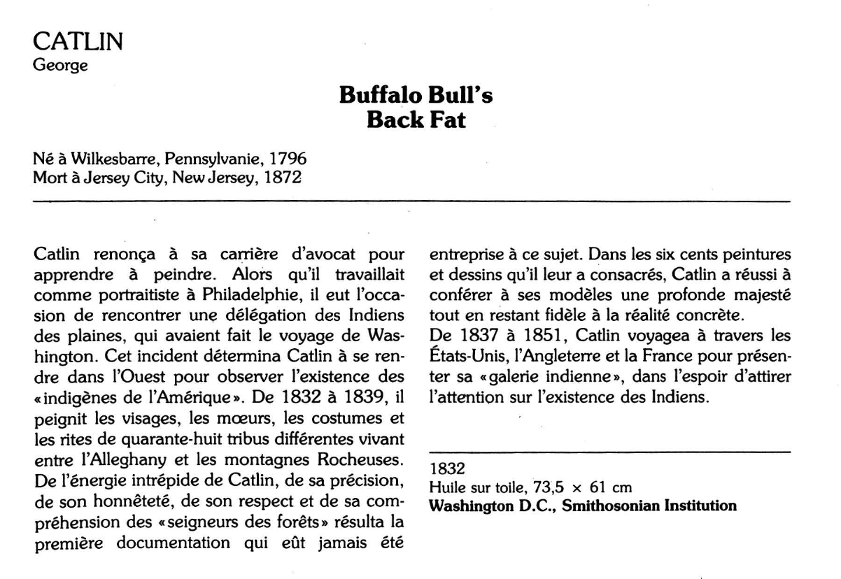 Prévisualisation du document CATLIN George : Buffalo Bull's Back Fat