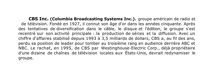 Prévisualisation du document CBS Inc.