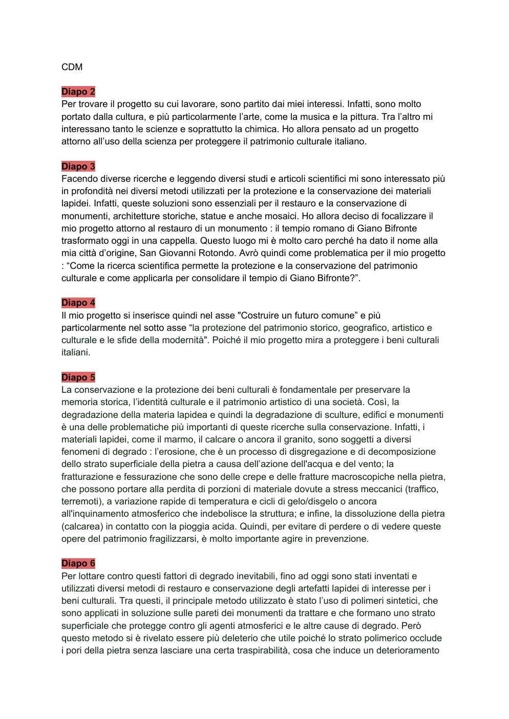 Prévisualisation du document CDM Italien - section internationale