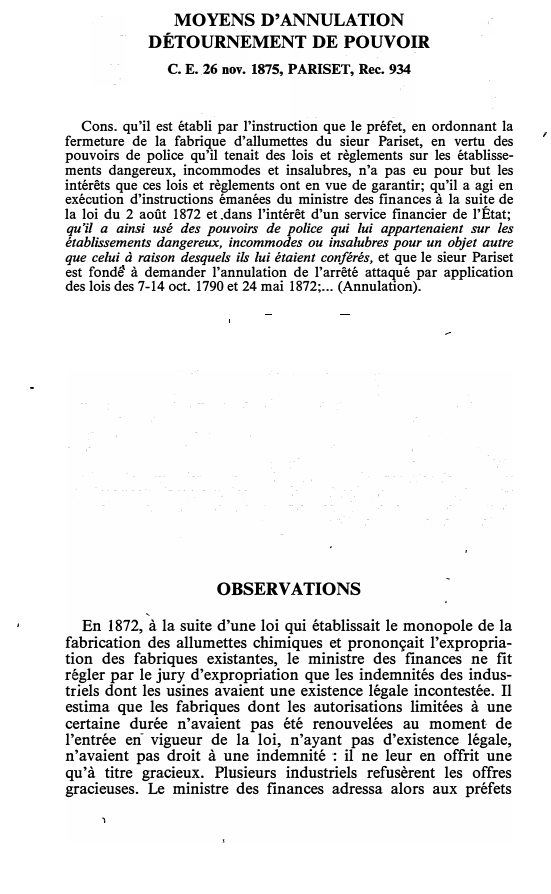 Prévisualisation du document C.E. 26 nov. 1875, PARISET, Rec. 934