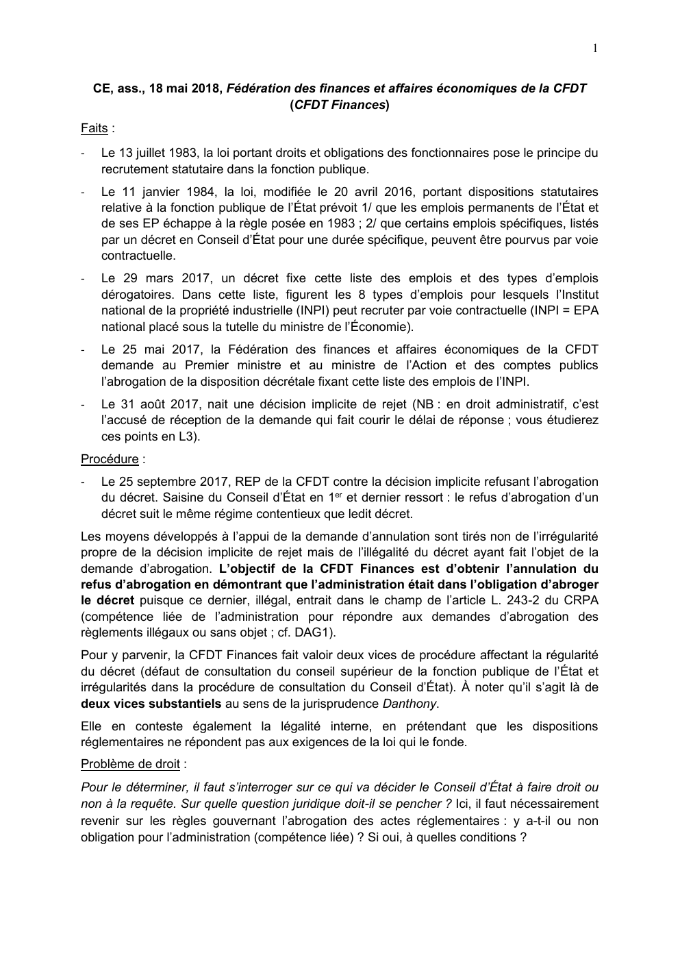 Prévisualisation du document CE, ass., 18 mai 2018, Fédération des finances et affaires économiques de la CFDT (CFDT Finances)