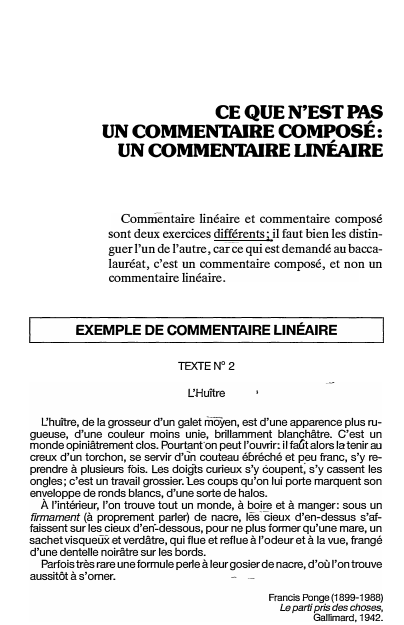 Prévisualisation du document CE QUE N'EST PAS
UN COMMENTAIRE COMPOSÉ: UN COMMENTAIRE LINÉAIRE