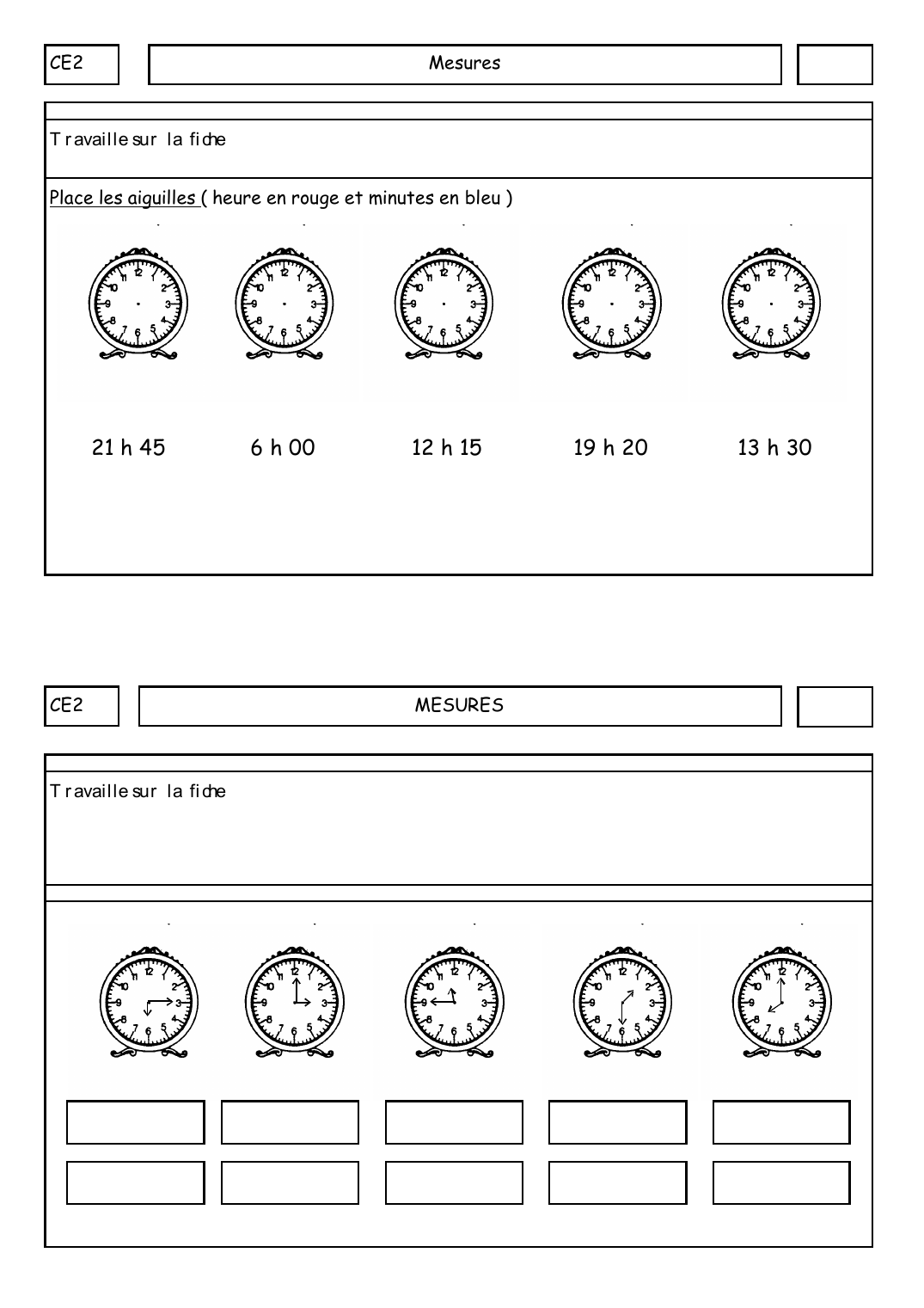 Prévisualisation du document CE2MesuresT r availle sur la fi chePlace les aiguilles (