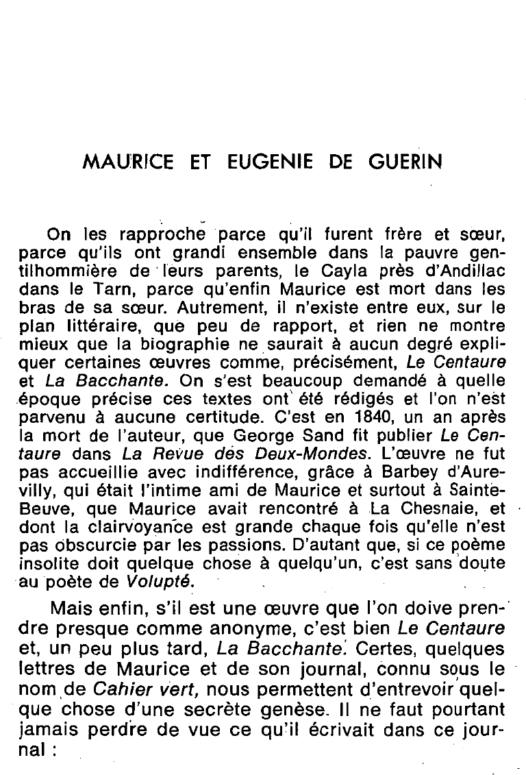 Prévisualisation du document CENTAURE (Le)  Maurice de Guérin