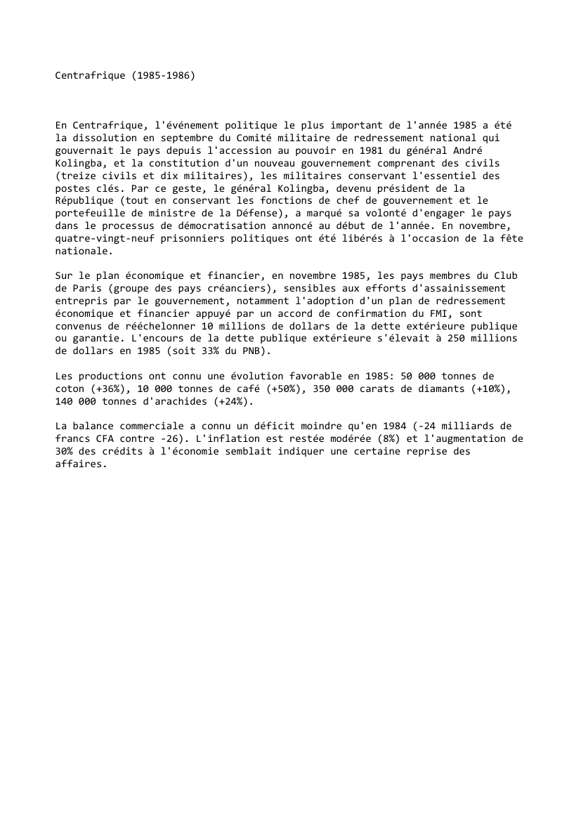 Prévisualisation du document Centrafrique (1985-1986)