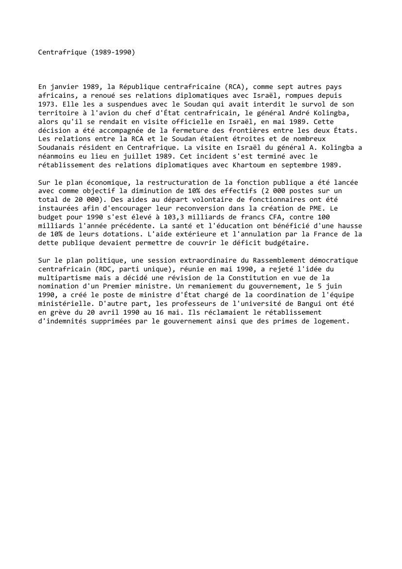 Prévisualisation du document Centrafrique (1989-1990)