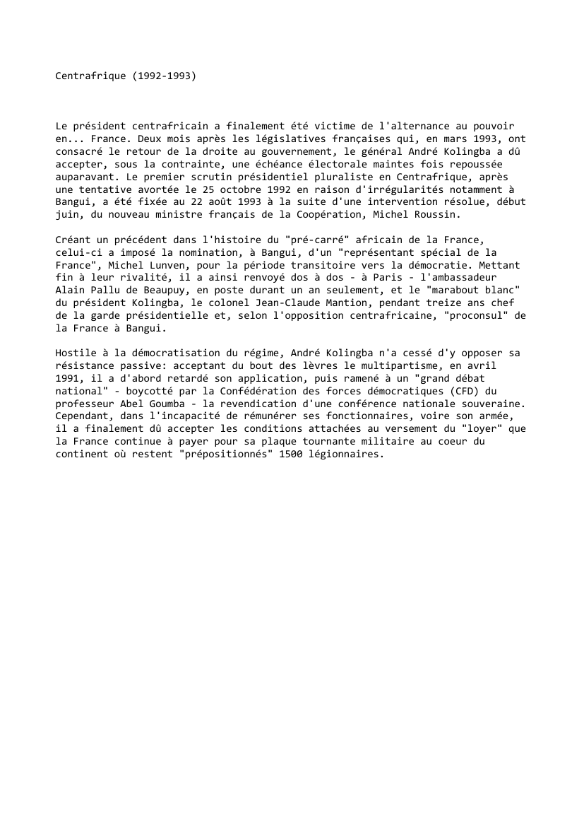 Prévisualisation du document Centrafrique (1992-1993)