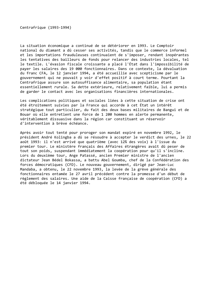 Prévisualisation du document Centrafrique (1993-1994)