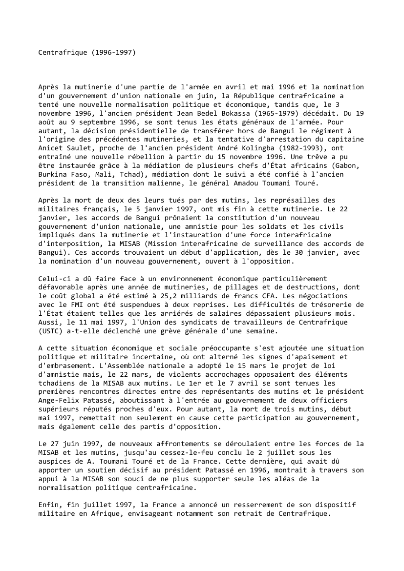 Prévisualisation du document Centrafrique (1996-1997)