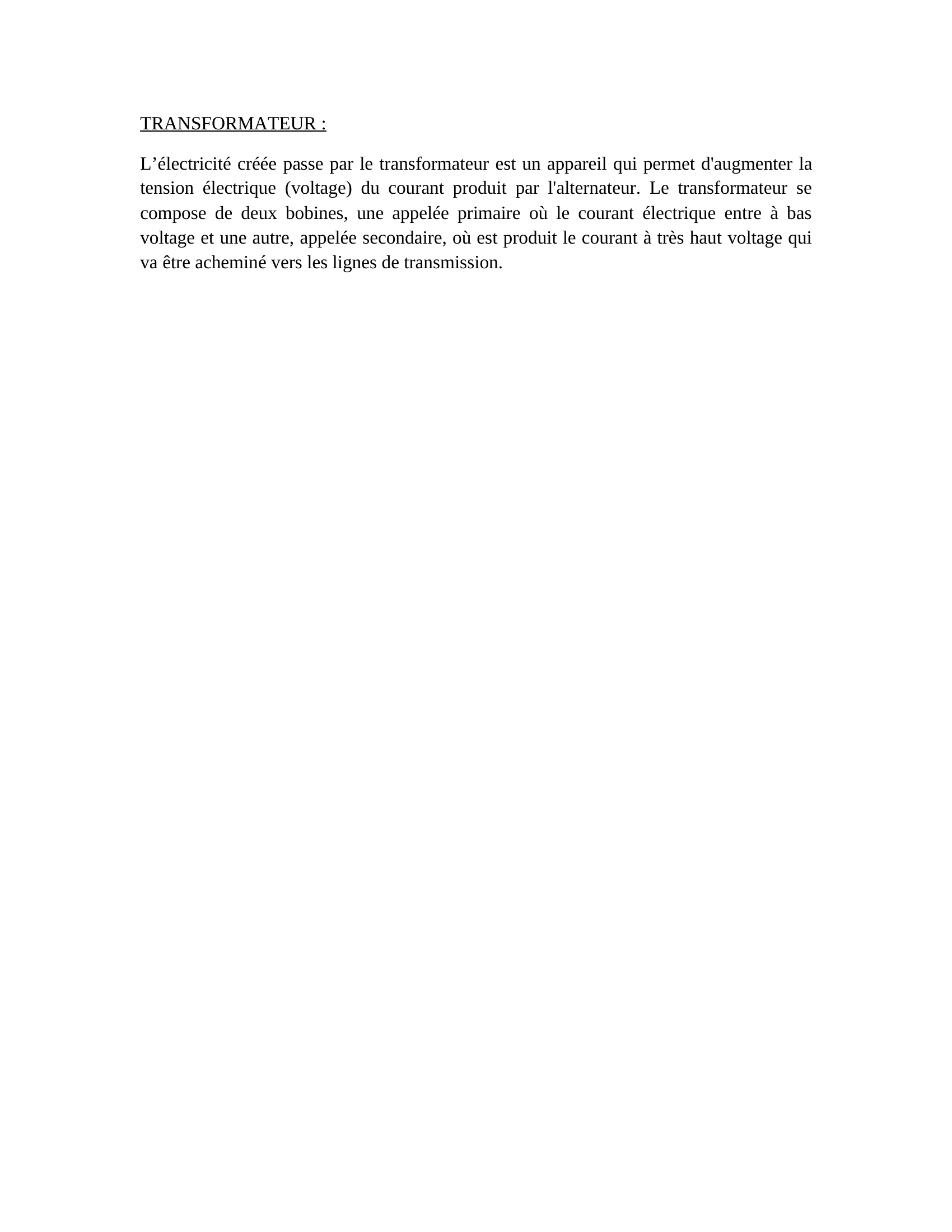 Prévisualisation du document CENTRALE HYDROLIQUE / D'HYDROÉLECTRICITÉ
