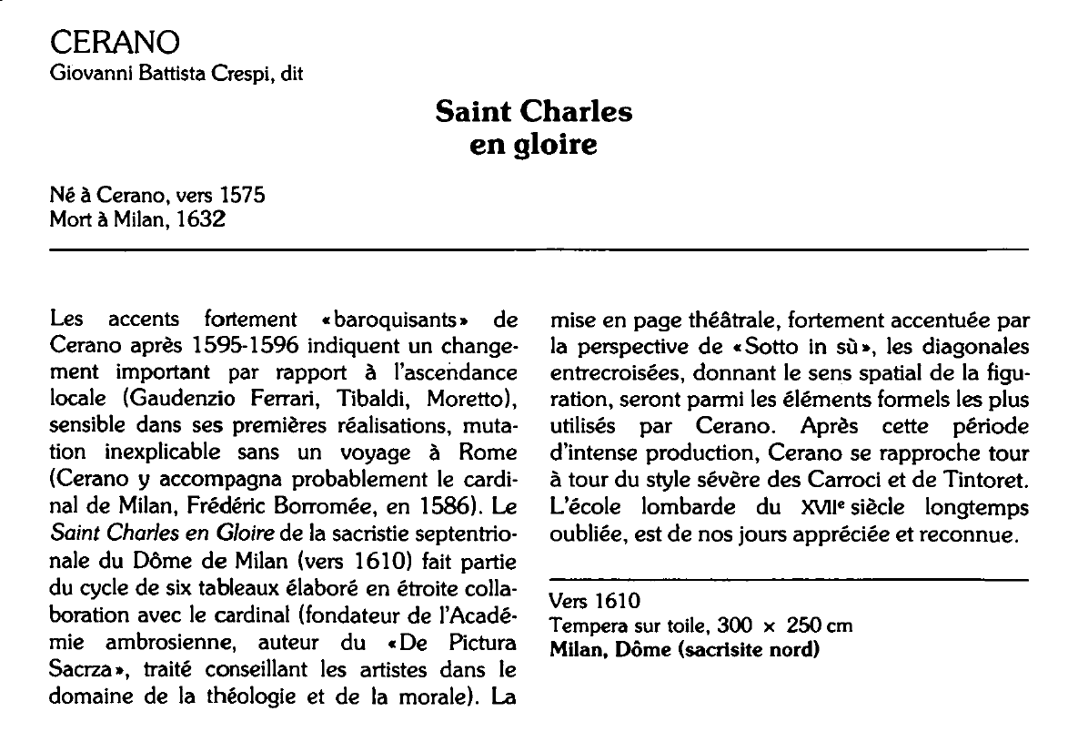 Prévisualisation du document CERANO Giovanni Battista Crespi, dit : Saint Charles en gloire