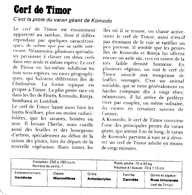 Prévisualisation du document Cerf de Timor:C'est la proie du varan géant de Komodo.