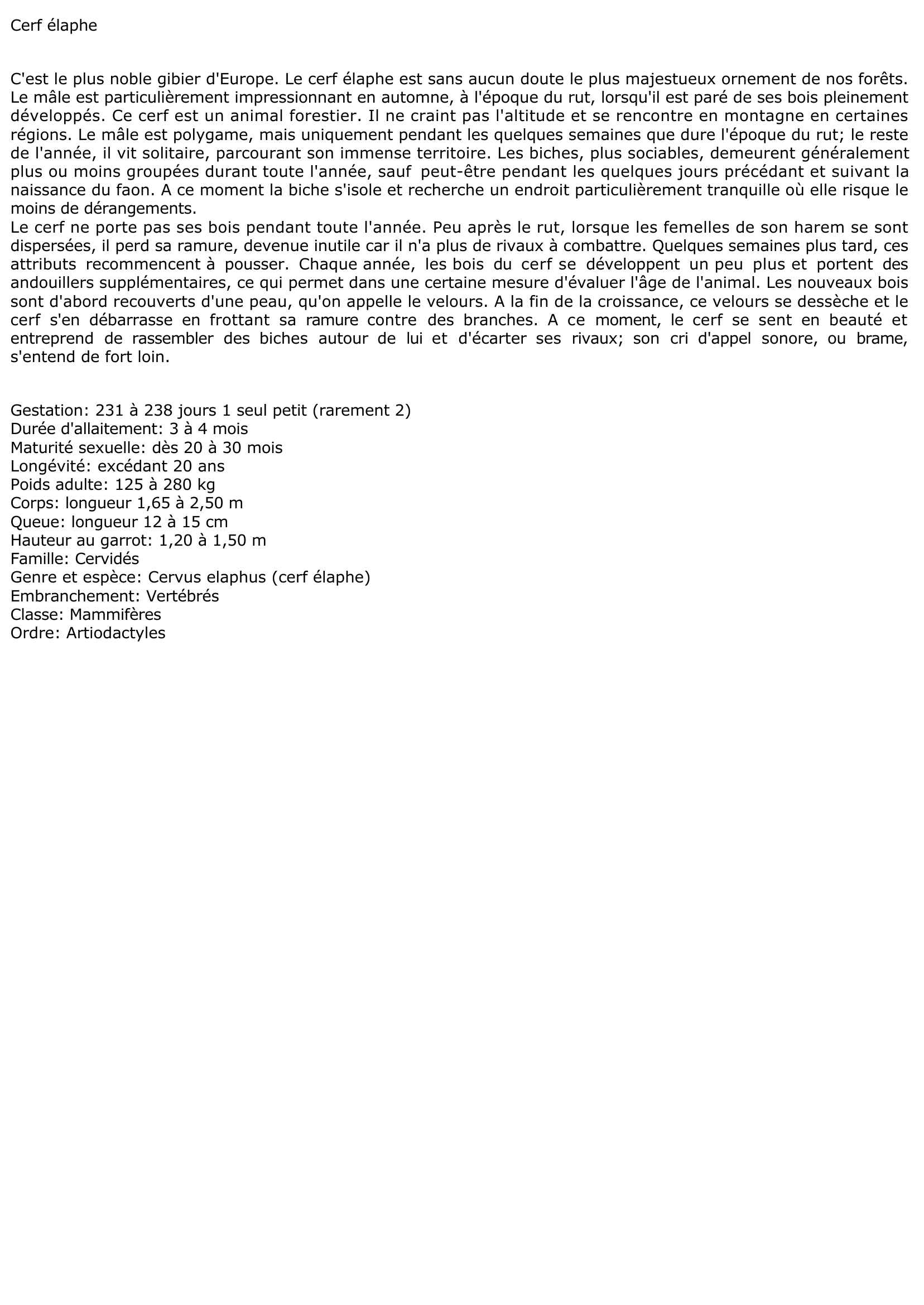 Prévisualisation du document Cerf élaphe