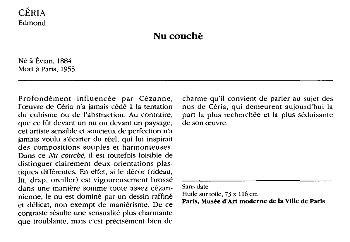 Prévisualisation du document CÉRIA Edmond : Nu couché