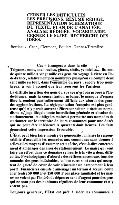 Prévisualisation du document CERNER LES DIFFICULTÉS
LES PRÉCISIONS. RÉSUMÉ RÉDIGÉ.
REPRÉSENTATION SCHÉMATIQUE
DU TEXTE. PLAN DE L...