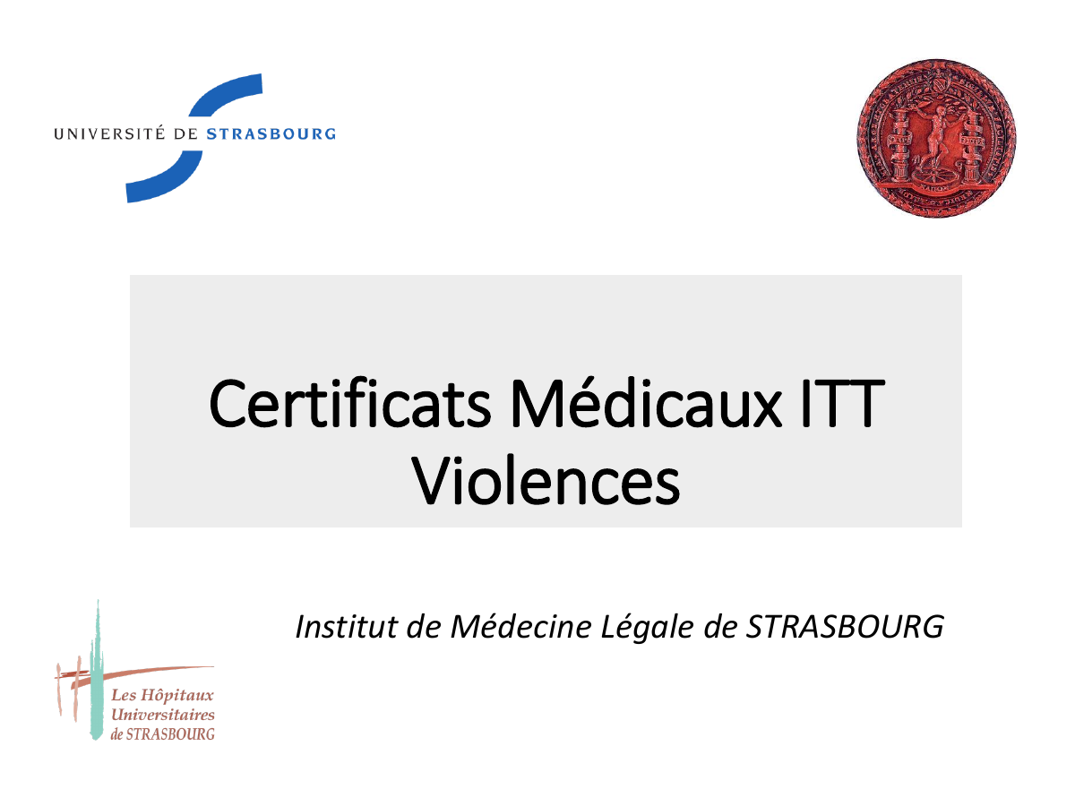 Prévisualisation du document Certificats Médicaux ITT Violences