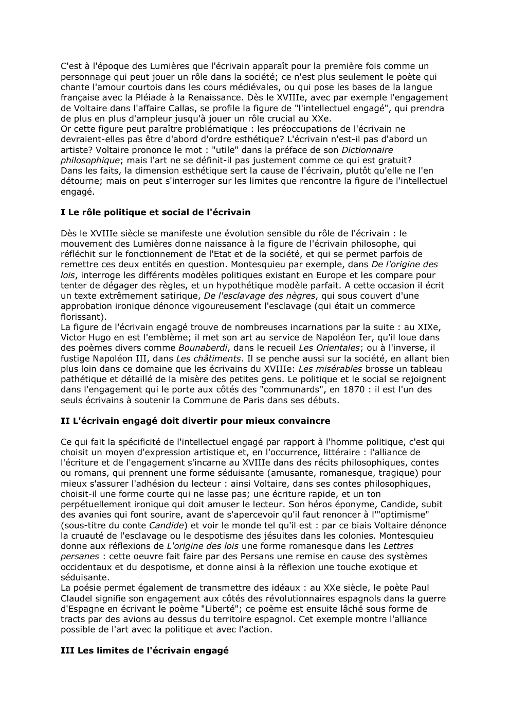 Prévisualisation du document C'est à l'époque des Lumières que l'écrivain apparaît pour la première fois comme un
personnage qui peut jouer un rôle...