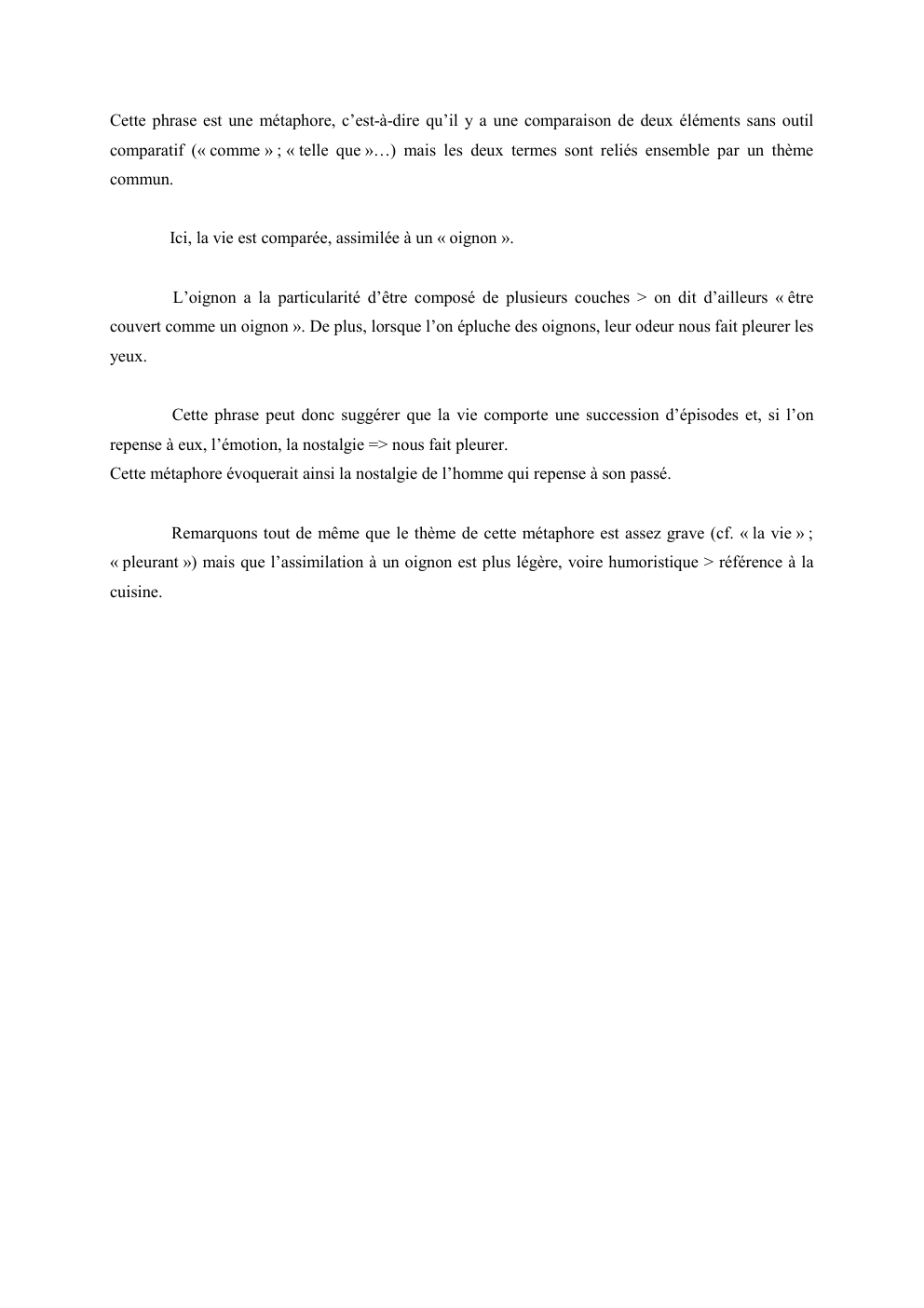 Prévisualisation du document Cette phrase est une métaphore, c’est-à-dire qu’il y a une comparaison de deux éléments sans outil
comparatif (« comme »...