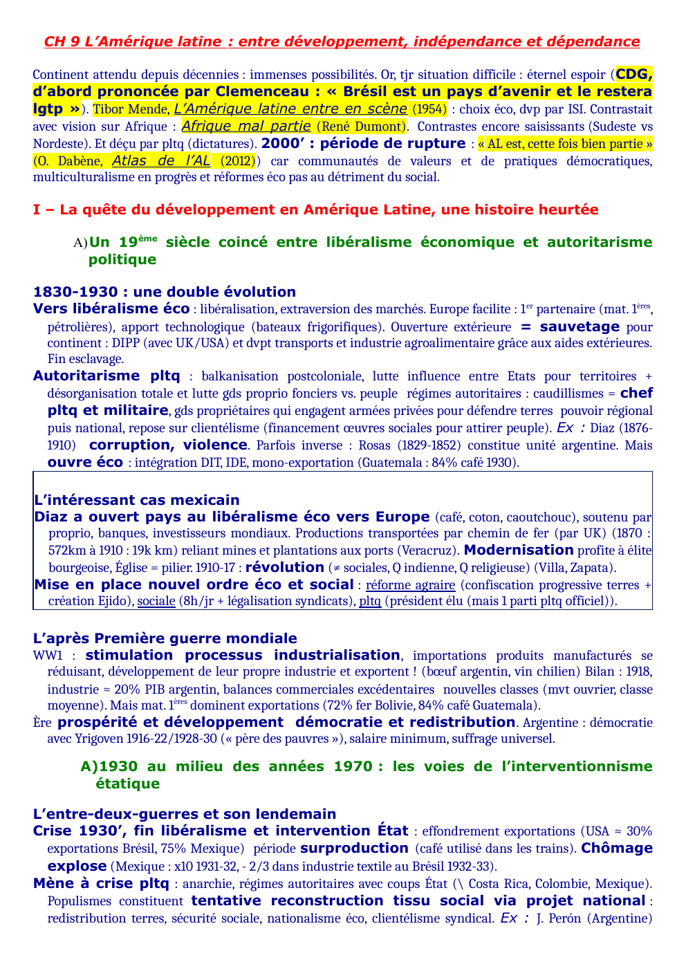 Prévisualisation du document CH 9 L’Amérique latine : entre développement, indépendance et dépendance