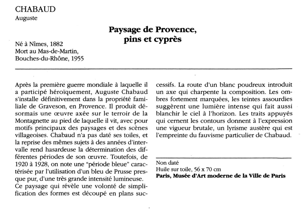 Prévisualisation du document CHABAUD: Paysage de Provence, pins et cyprès