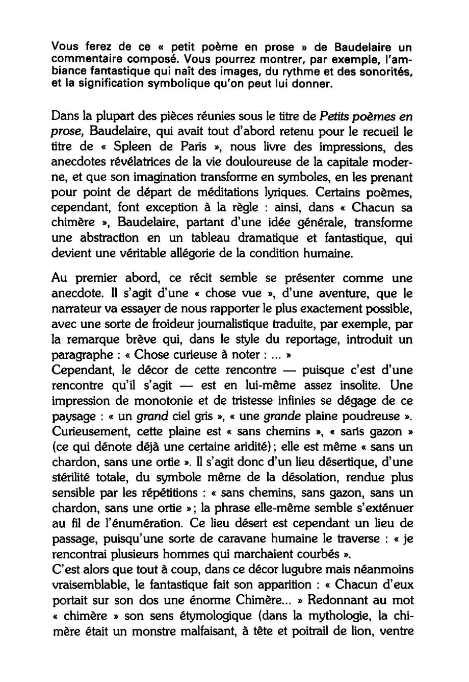 Prévisualisation du document CHACUN SA CHIMÈRE - BAUDELAIRE (commentaire composé)