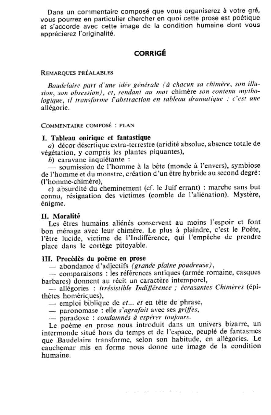 Prévisualisation du document CHACUN SA CHIMÈRE - CORRIGÉ (Baudelaire)