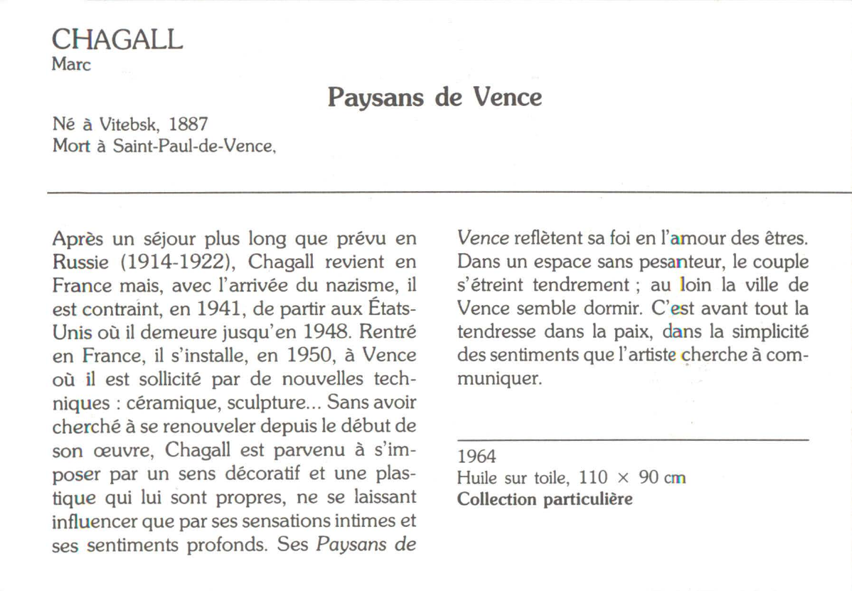 Prévisualisation du document CHAGALL Marc : Paysans de Vence