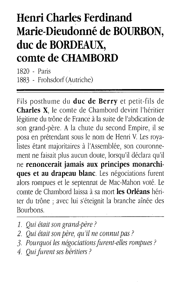Prévisualisation du document Chambord, Henri, Charles, Ferdinand, Marie, Dieudonné, comte de